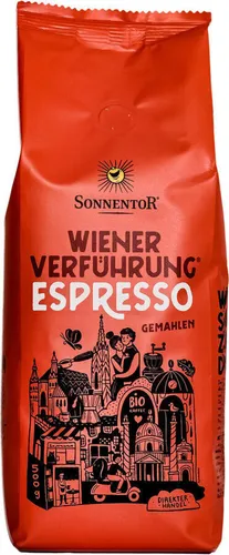 Sonnentor Espresso Kaffee gemahlen 500g Bio Röstkaffee schokoladiges Aroma