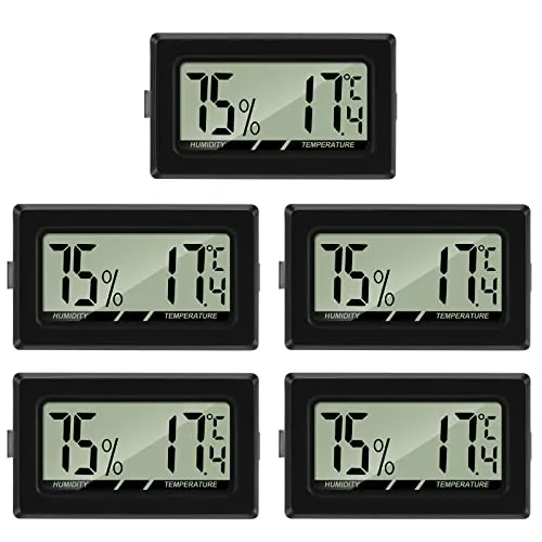 Thlevel Luftfeuchtigkeitsmesser Thermometer Hygrometer Mini Digital Temperatur Zimmerthermometer für Innen Büro Wohnzimmer 5 Stücke