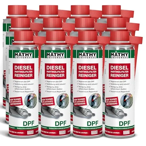 MATHY-DPF Partikelfilter Reiniger Diesel (12 x 300 ml) - hochwirksamer DPF Reiniger - Diesel Systemreiniger für Dieselmotoren - Diesel Additiv