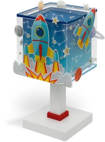 Dalber Kinder Tischlampe Nachttischlampe Nachtlicht Rocket Rakete Planeten, 63351N, G4-4W LED