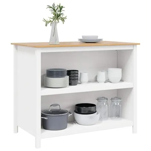 vidaXL Kücheninsel HILL Weiß 112 x 66 x 90 cm aus massivem Kiefernholz - Moderne Kücheninsel aus robustem Kiefernholz, ideal für kreative Kocharbeiten. Mit großzügigen Maßen bietet sie viel Platz und passt perfekt in jede Küche.