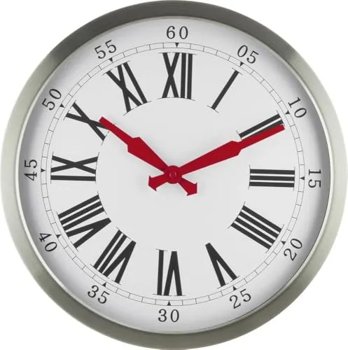 EUROTIME 56860-07 Funk Wanduhr 40 cm Silber - Elegante Funk Wanduhr mit 40 cm Durchmesser, gut ablesbare römische Zahlen und hochwertiges silbernes Design - ideal für jedes Wohnambiente.