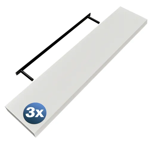 Casaria® 3X Wandregal Holz Weiß - Schweberegale mit 15kg Tragkraft - Schweberegale in modernem Design, ideal für Küche, Wohnzimmer oder Flur. Hochwertige Verarbeitung aus MDF, belastbar bis 15kg und einfach zu montieren.