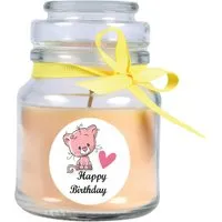 HS Candle Duftkerze & Glas Happy Birthday Bonbon Katze Vanille