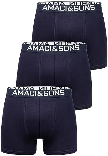 Amaci&Sons Herren Boxershorts Baumwolle 3er Spar-Pack Männer Unterhose Unterwäsche 3x9005 Navyblau/Navyblau M