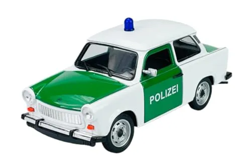 DROMADER Welly Trabant Trabbi 601 Limousine Polizei Grün Weiss Ca 1/24 Metal Modell Auto Die Cast Neu im Kasten