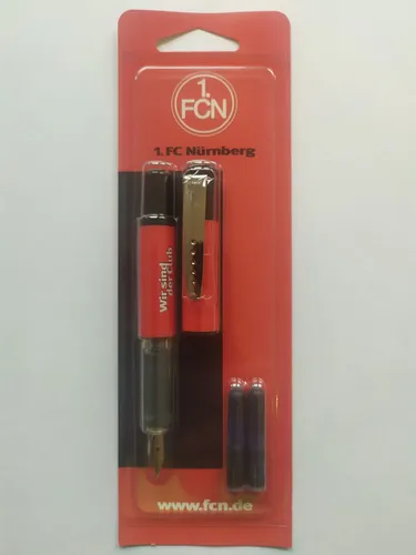 Füllfederhalter 1. FC Nürnberg mit Metallclip und 2 Patronen