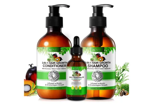 ALIVER Haarpflege-Set: Shampoo, Conditioner & Haaröl mit Biotin - Haarpflege-Set für alle Haartypen mit innovativer 3-in-1-Formel. Stärkt das Haarwachstum und sorgt für gesunden Glanz dank Rosmarin, Rizinus und Batana Öl.