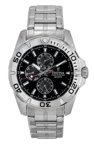 Festina Herren Multi Zifferblatt Quarz Uhr F20445/3 - Armbanduhr für Herren mit Edelstahlarmband, stilvolles Design, 43mm Gehäusedurchmesser, bis 10 bar wasserdicht - ideal für Schwimmen und Baden.