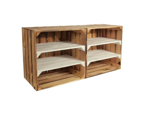 CHICCIE Weinregal Wino Flaschenregal aus Holz Geflammt Weiß 2x Regal, 2-tlg. - Elegantes 2-teiliges Flaschenregal aus geflammtem Holz, ideal zur stilvollen Präsentation und sicheren Aufbewahrung Ihrer Weine.