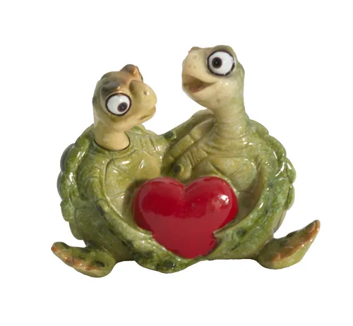 Schildkröte Paar mit Herz Tier Deko Figur Garten Skulptur Landschildkröte Objekt