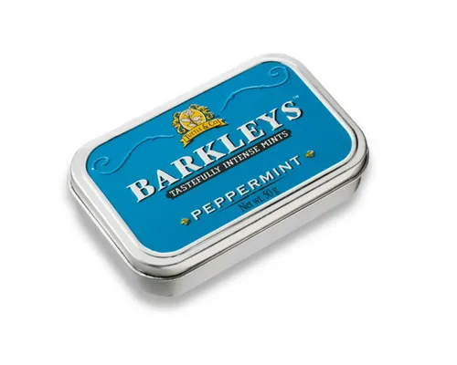 BARKLEYS Süßigkeit, Barkleys Peppermint Pfefferminz Pastillen in einer Metalldose 50g