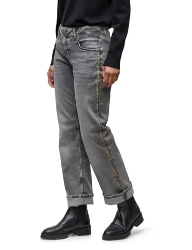 Street One Straight Leg Jeans Light Grey Washed 26 - Jeans im Casual Fit mit Mid Waist und Straight Legs, ideal für lässige Outfits. Die graue Waschung und das Tape Detail verleihen einen modernen Look.