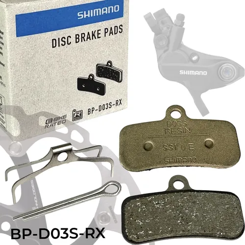 Shimano D03S Resin Scheibenbremsbeläge für XT, SLX, Saint und Zee - Hochwertige 4-Kolben Scheibenbremsbeläge aus Resin für optimalen Bremskomfort und zuverlässige Leistung beim Radfahren.