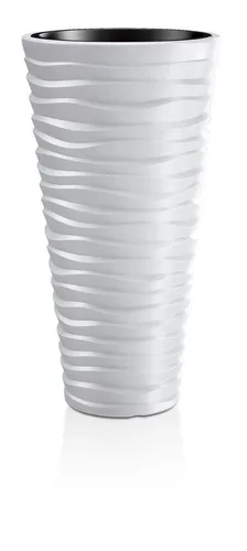 Prosperplast Pflanzkübel Sand slim, Ø39xH75 cm – Witterungsbeständig - Stylischer Pflanzkübel aus hochwertigem Kunststoffgeflecht im modernen Wellendesign. Ideal für drinnen und draußen, winterfest und UV-beständig. Mit 18 Litern Fassungsvermögen setzt er Pflanzen perfekt in Szene.