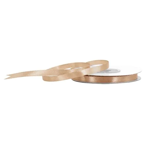 Satinband 6mm x 25m Rolle - FARBAUSWAHL in 3/6/12/18/25/38/50/75/100mm - farbecht & waschbar - Schleifenband für Hochzeit - Geschenkband zum Verpacken Dekorieren Basteln - Hellbraun 846