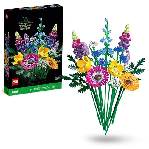 LEGO Konstruktionsspielsteine Wildblumenstrauß (10313) - 939-teiliges Set für kreative Blumenarrangements, nachhaltig aus pflanzlichem Kunststoff hergestellt