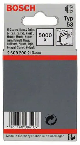 Bosch Accessories 2609200210 Feindrahtklammern Typ 53 5000 St. Abmessungen (L x B) 8mm x 11.4mm