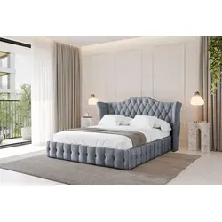 ALTDECOR Polsterbett mit Bettkasten - MODY - 200x200 Grau Casablanca - Bett mit Kopfteil und Fußteil, Boxbett ohne Matratze, Doppelbett mit Stauraum - Grau