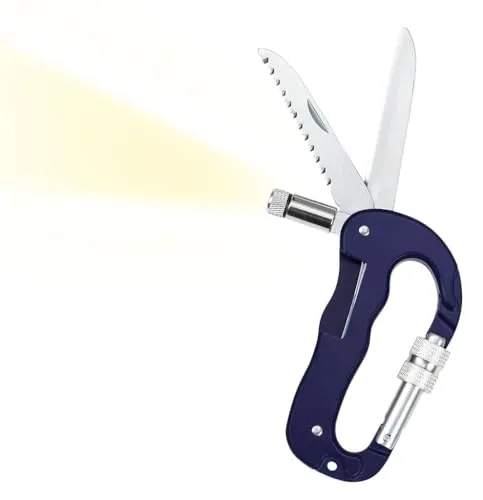 moses. Expedition Natur Multifunktions-Karabiner mit Messer, Säge & LED-Licht, Multifunktionaler Karabiner für Naturentdecker, Praktisches 4 in 1 Tool für Outdoor und Camping
