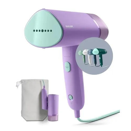 Philips 3000-Serie Tragbarer Dampfglätter - 1000 W - Bügeleisen mit 20 g/min Dampfleistung, ideal für schnelles Glätten ohne Bügelbrett, kompakt und leicht für unterwegs, inklusive 100ml Wassertank.