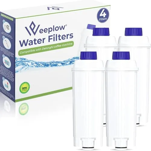 Weeplow® - 4 Wasserfilter Kompatibel mit Delonghi Magnifica, Dinamica, Autentica, PrimaDonna, DLSC002, alle ECAM ESAM ETAM BCO EC-Serie [TOP QUALITÄT]