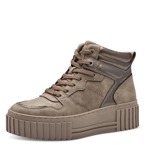 s.Oliver Damen High Top Sneaker, Braun (Taupe Comb.), 38 EU von s.Oliver