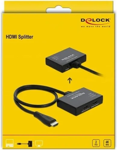 Delock 87747, HDMI Splitter 1 x HDMI in 2 x HDMI Out 4K 60 Hz Unterstützt HDR