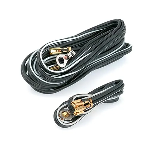 Prophete Lichtkabel, 2-adrig, 1 Scheinwerfer-und 1 Rücklichtkabel, Fahrrad Beleuchtung mit Kabelschuhen und Ösen, schwarz