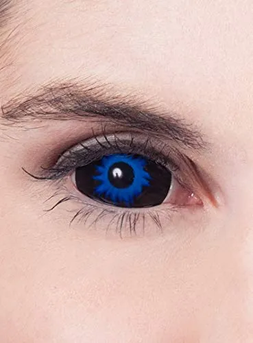 Maskworld Sclera blau Kontaktlinsen - Kontaktlinsen für einzigartige Verwandlungen, ideal für Halloween und Horror-Events. Große 22 mm Linsen für tiefschwarze Augen und flammend blaue Iris – das perfekte Accessoire für deinen Look!