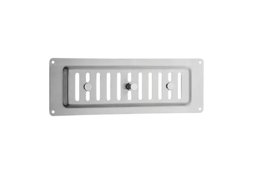 SO-TECH® Lüftungsgitter Abluftgitter mit ovaler Schlitzlochung mit Schiebeverschluss (1 St), 260 x 90 mm mit Schieberegler Ø 12 x 24 mm Edelstahl SS304