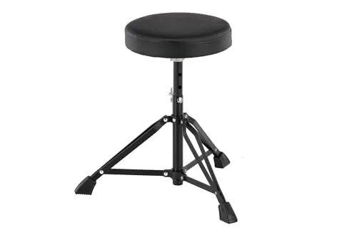 GEWA Schlagzeughocker PS805120 - Höhenverstellbar und stabil - Drum-Hocker mit rundem, schwarzem Sitz, höhenverstellbar und doppelstrebig für optimalen Komfort und Stabilität beim Spielen.