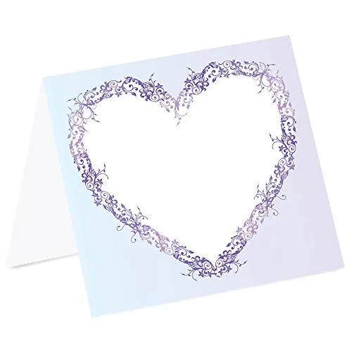 PRICARO Tischkarten Ornament Herz, Lila, quadratisch, 40 Stück