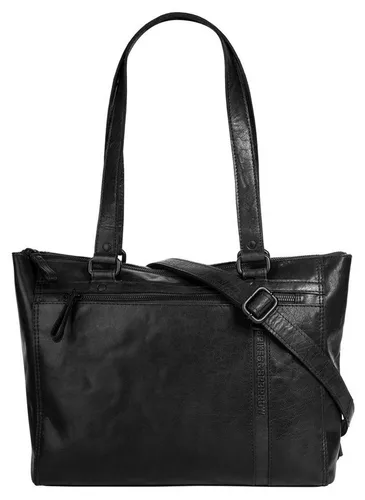 Spikes & Sparrow Shopper Damen 021817 schwarz - Elegante Handtasche aus 100% Rindleder mit A4-geeignetem Hauptfach und praktischen Außentaschen für schnellen Zugriff. Ideal für den Alltag und stilvoll unterwegs.