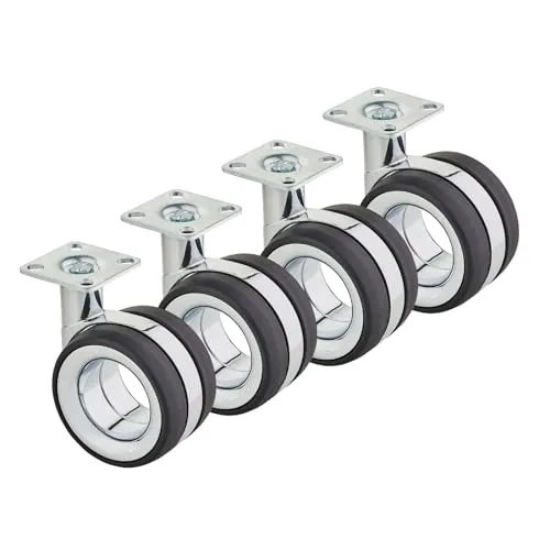 SO-TECH® Möbelrolle Düsseldorf - 4 Stück, Ø 75 mm, Chrom/Schwarz - Möbelrollen mit robustem Zinkdruckguss-Gehäuse, belastbar bis 85 kg je Rolle, ideal für Möbel und Transportwagen, 100% recyclebar.