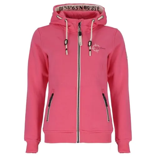 Dry Fashion Damen Sweatjacke Juist mit Kapuze - Wärmende Kapuzenjacke mit tailliertem Schnitt in Pink Größe 42
