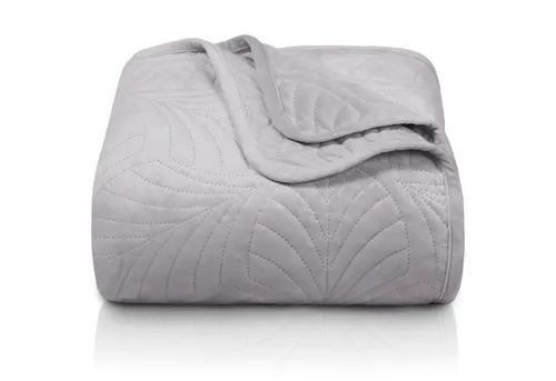 Gräfenstayn Premium Tagesdecke - Grauer Bettüberwurf mit Blatt-Design - Elegante Tagesdecke in Grau mit stilvollem Blatt-Design, aus 100% Polyester. Ideal für eine warme und gemütliche Atmosphäre, maschinenwaschbar und trocknergeeignet.