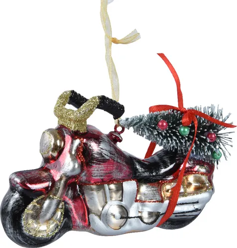 Christbaumschmuck Glas 12cm Motorrad Weihnachtskugeln mundgeblasen rot
