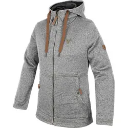 OS Trachten Damen Strickfleece Jacke mit Kapuze - grau, Größe 34 - Funktionsjacke für Outdoor-Abenteuer, taillierte Passform mit gefütterter Kapuze und weich angerauter Innenseite für optimalen Komfort und Wärme.