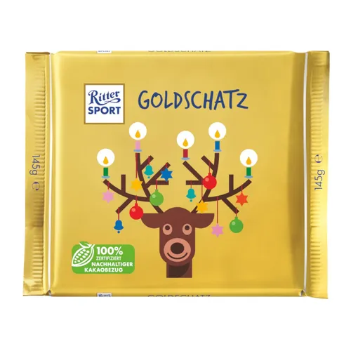 Ritter Sport Goldschatz Tafel Weihnachten Vollmilchschokolade 145g