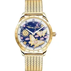 Thomas Sabo WA0430-291-207-33 Damenuhr Schmetterlinge Goldfarben 33mm - Elegante Damenuhr mit filigranen Schmetterlingsmotiven auf einem dunkelblauen Zifferblatt. Wasserdicht bis 5 ATM, ideal für besondere Anlässe oder den Alltag.