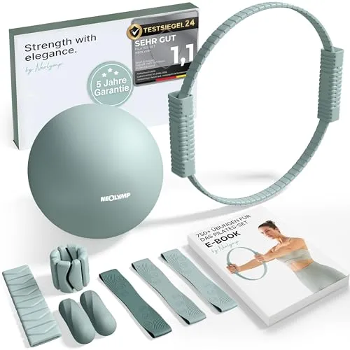 NEOLYMP Pilates-Ring Set für Zuhause – Komplettes Pilates Essential Kit - Müslis – Starte deine Pilates-Reise mit dem NEOLYMP Set: Pilates Ball, Ring, Gewichte und Bänder für effektives Training zuhause. Inklusive E-Book mit über 750 Übungen!
