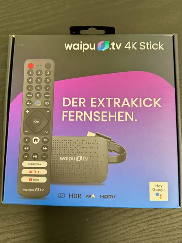 WAIPU.TV 4K Stick + Fernbedienung - Streaming Stick in Schwarz, für gestochen scharfe 4K-Streaming-Erlebnisse
