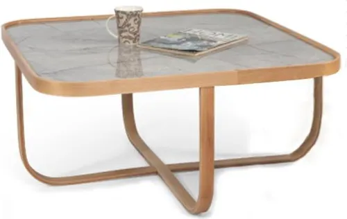Design Wohnzimmertisch Luxus Couchtisch 90x45cm - Moderner Couchtisch aus hellem Holz, ideal für stilvolle Wohnzimmer. Mit kompakten Maßen von 90x90x45 cm bietet er Platz für Getränke und Dekoration. 2 Jahre Herstellergarantie inklusive.