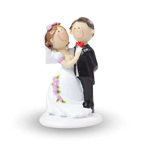 Hochzeit Dekofigur Brautpaar mit Rose Hochzeitspaar 9cm in weiß Hochzeitsfiguren