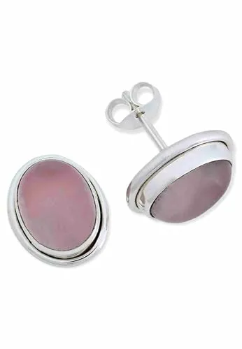 Ohrstecker 925 Silber Rosenquarz rosa Stein Edelstein Ohrringe echt Silber Damen Sterling Silber Stecker Geschenk(MOS-064-07)