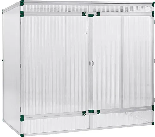 Beckmann Gewächshaus Pflanzenhaus Modell 2, Komplett-Set - Gewächshaus für optimale Anzucht und Ernte, UV-beständig, mit Doppelflügeltür und Dachfenster, ideal für Gartenliebhaber.