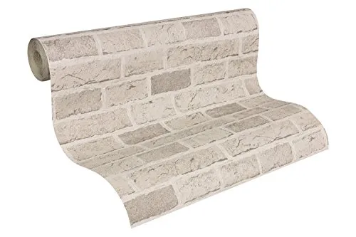 A.S. Création Papiertapete Dekora Natur, Mustertapete in Backsteinoptik, beige/creme/grau, 779830