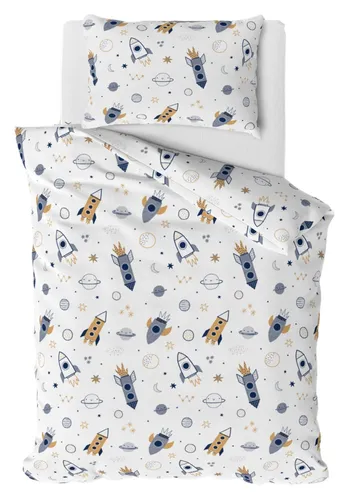 Rakete Weltall Weltraum Bettwäsche 40x60 + 100x135 cm von TRAUMHELDEN