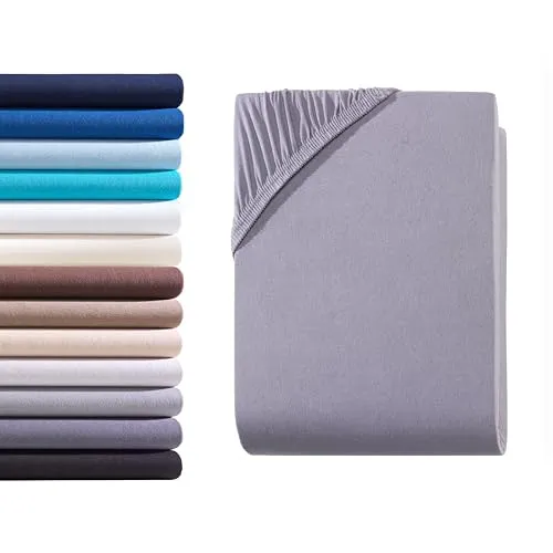 Hometex Premium Textiles Boxspringbett Spannbettlaken - Grau - Spannbetttuch für hohe Matratzen bis 40 cm Steghöhe, aus 100% Baumwolle, OEKO-TEX® zertifiziert und pflegeleicht. Verleihen Sie Ihrem Bett eine neue Optik!